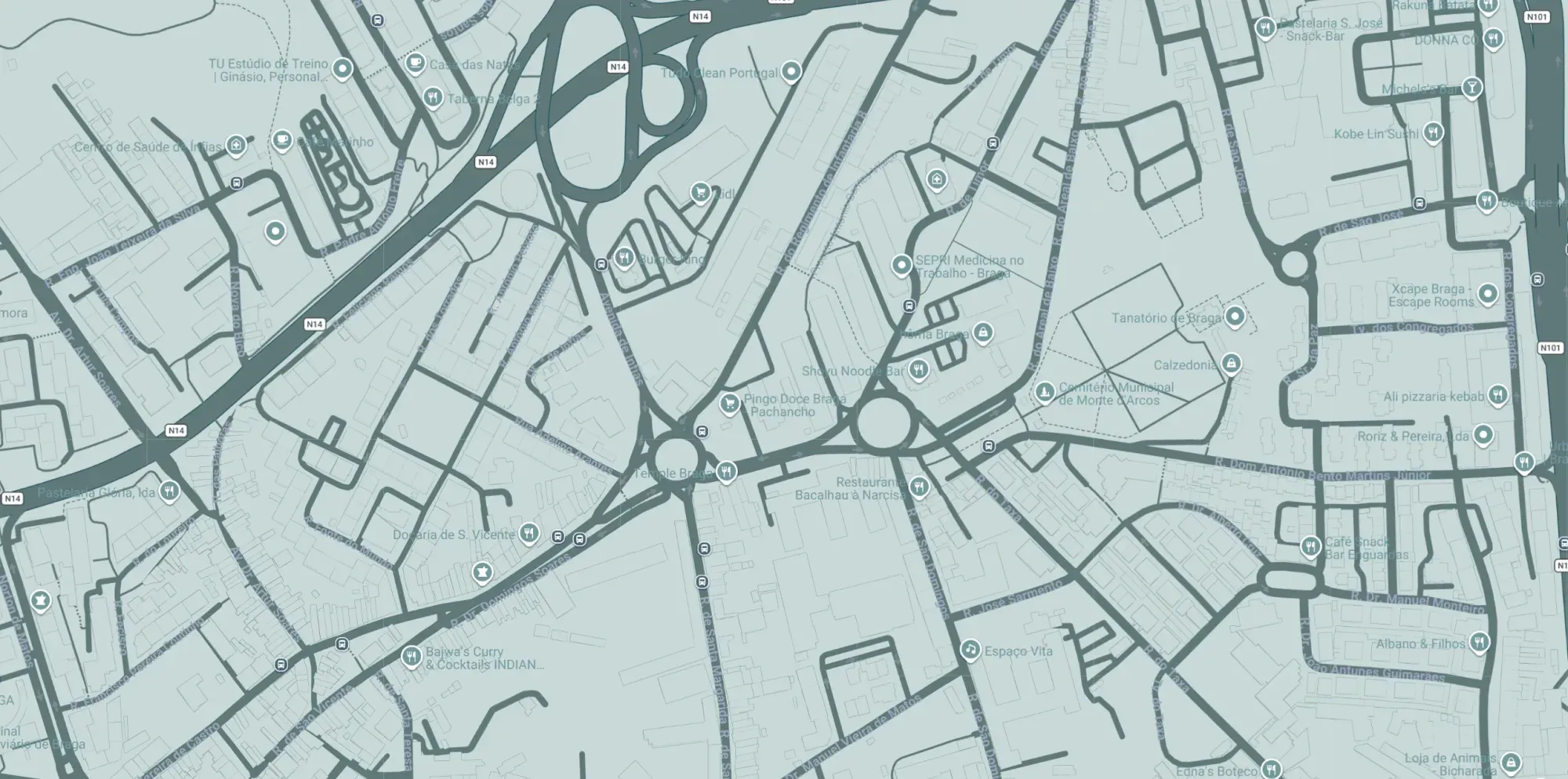 Mapa da localização: Rua Dr. Loureiro Amorim, nº 74710-487 Braga